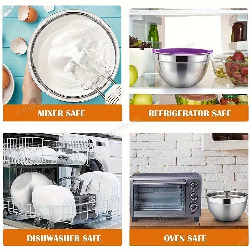 Stainless Steel Mixing Bowls with Lids, 7 Piece Set – view 8