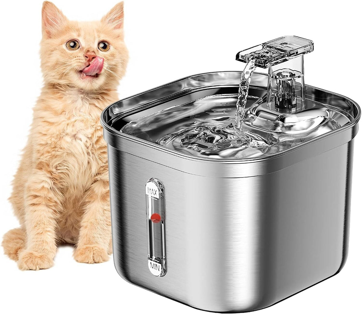 Stainless Steel Pet Water Fountain, 2.2L