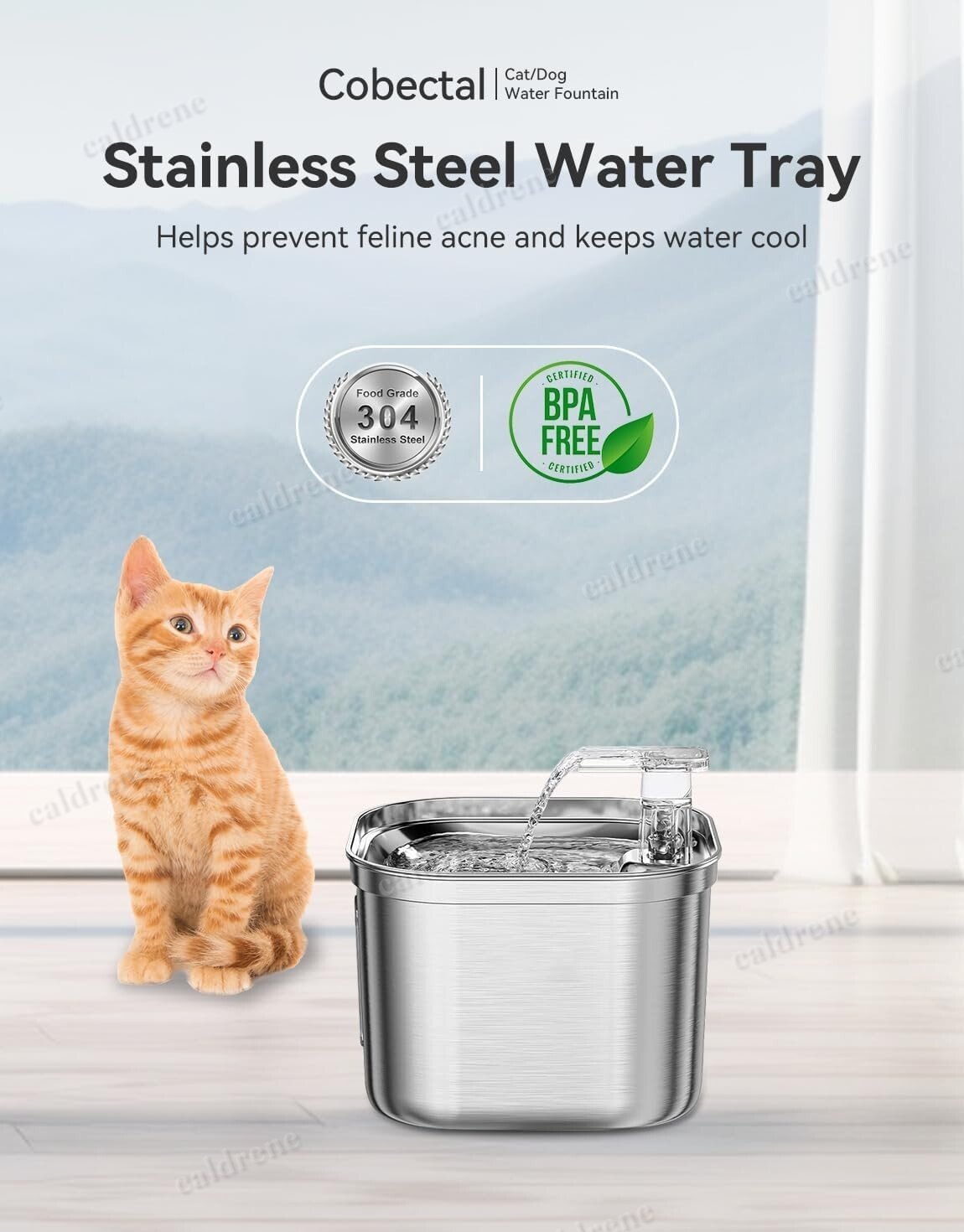 Stainless Steel Pet Water Fountain, 2.2L – view 10