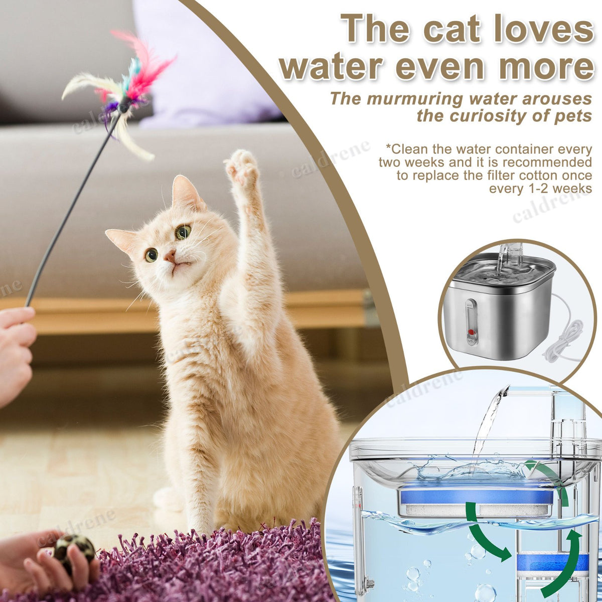 Stainless Steel Pet Water Fountain, 2.2L – view 3