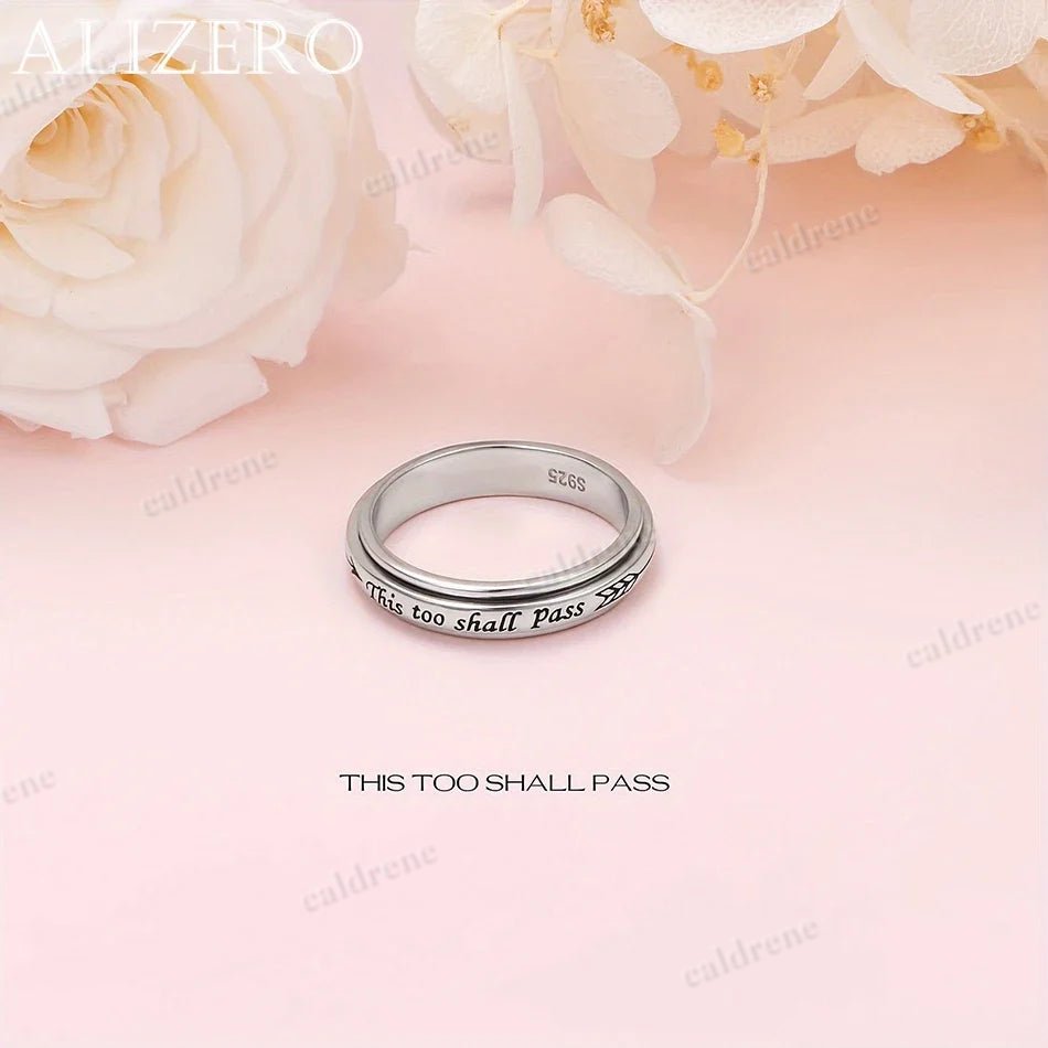 Sterling Silver Rotating Spinner Ring, This Too Shall Pass – view 4