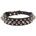 Studded Leather Dog Collar for Small to Large Breeds – Black / S