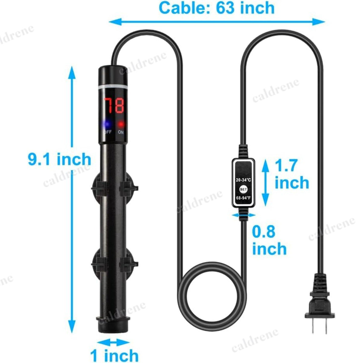 Submersible Aquarium Heater with External Thermostat Display – view 3