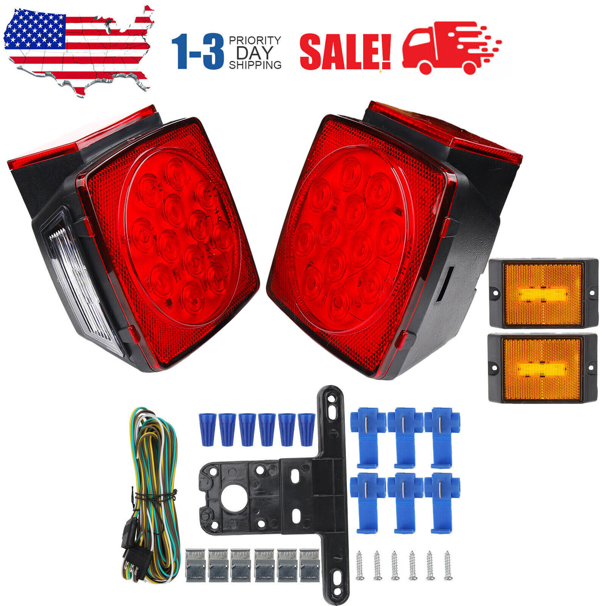 Submersible LED Trailer Tail Light Kit, Waterproof