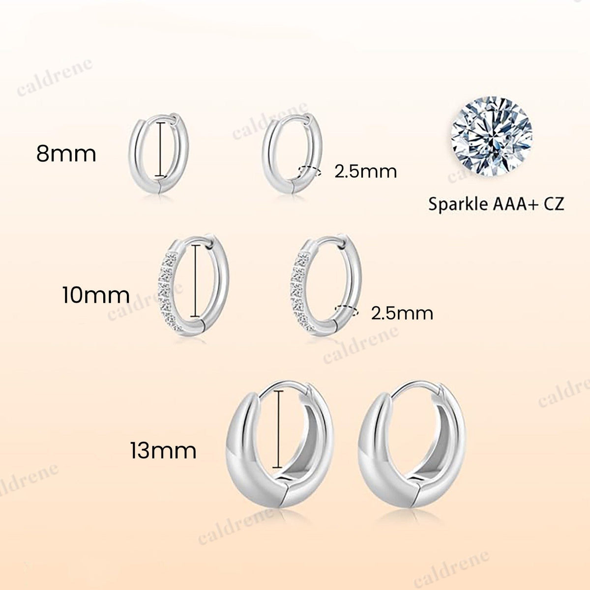 Surgical Steel Huggie Hoop Earrings Set for Multiple Piercings – view 2