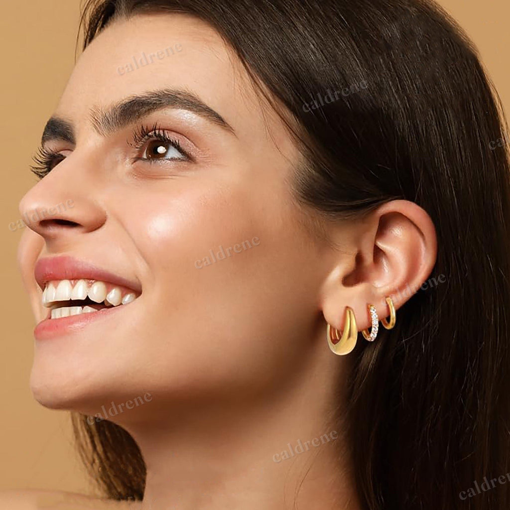 Surgical Steel Huggie Hoop Earrings Set for Multiple Piercings – view 3