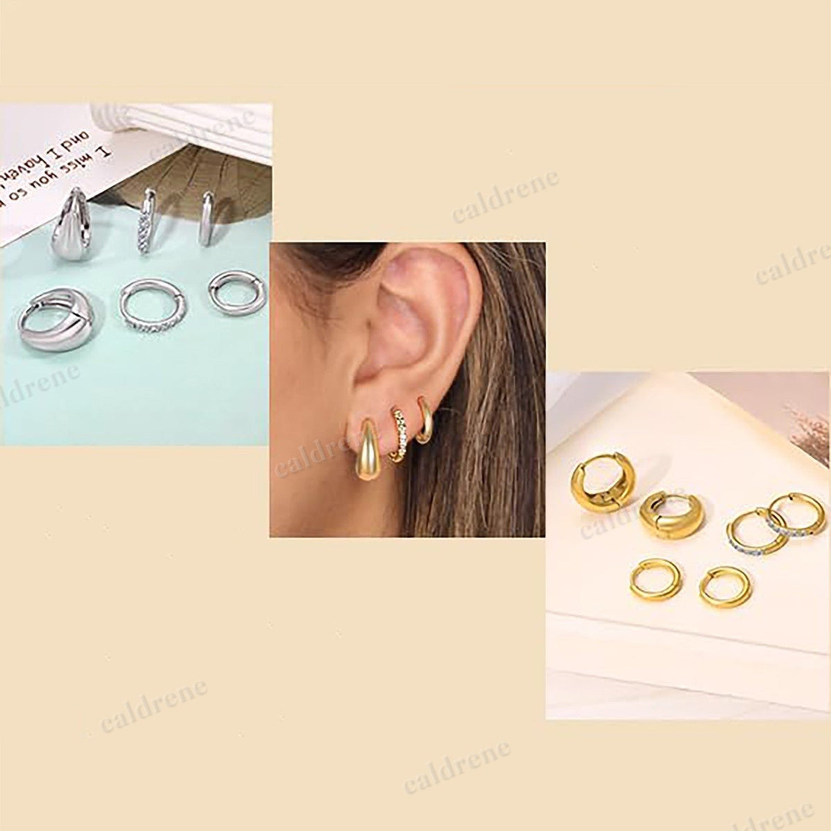Surgical Steel Huggie Hoop Earrings Set for Multiple Piercings – view 6
