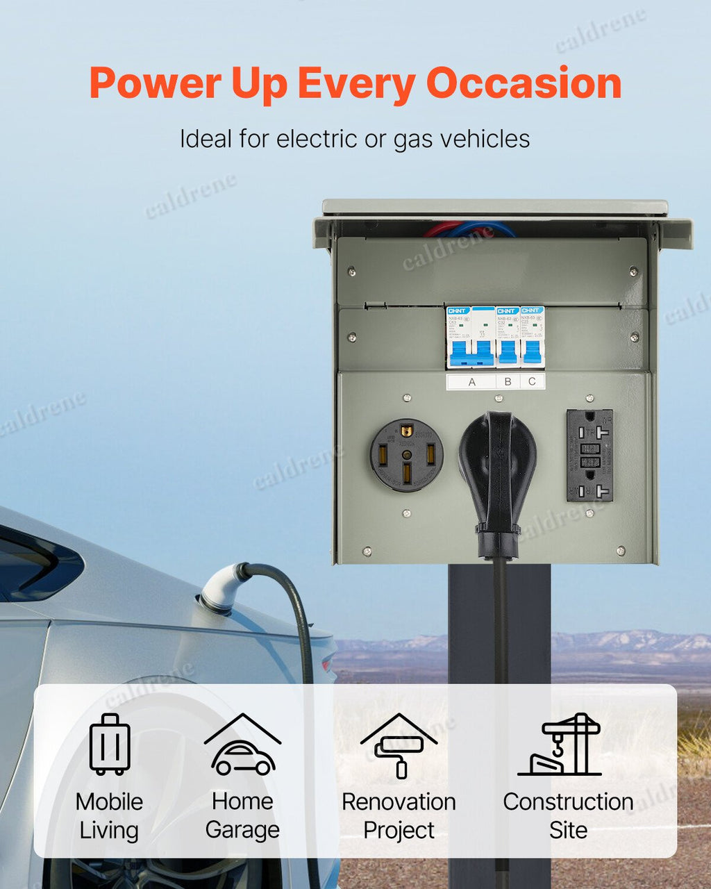 Temporary RV Power Outlet Panel Box, 20 30 50 Amp – view 2