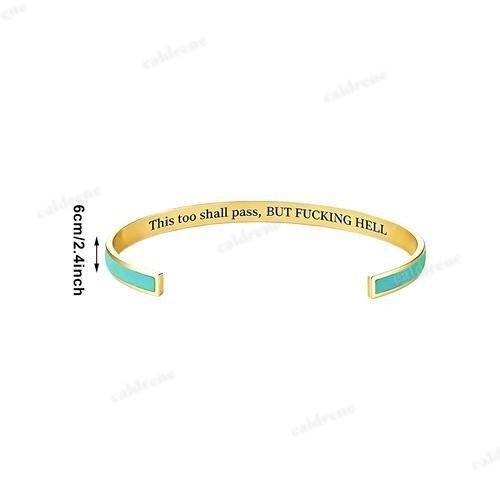 This Too Shall Pass Engraved Cuff Bracelet Stainless Steel Inspirational Secret – view 3