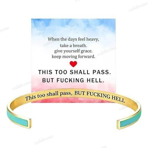 This Too Shall Pass Engraved Cuff Bracelet Stainless Steel Inspirational Secret – view 4