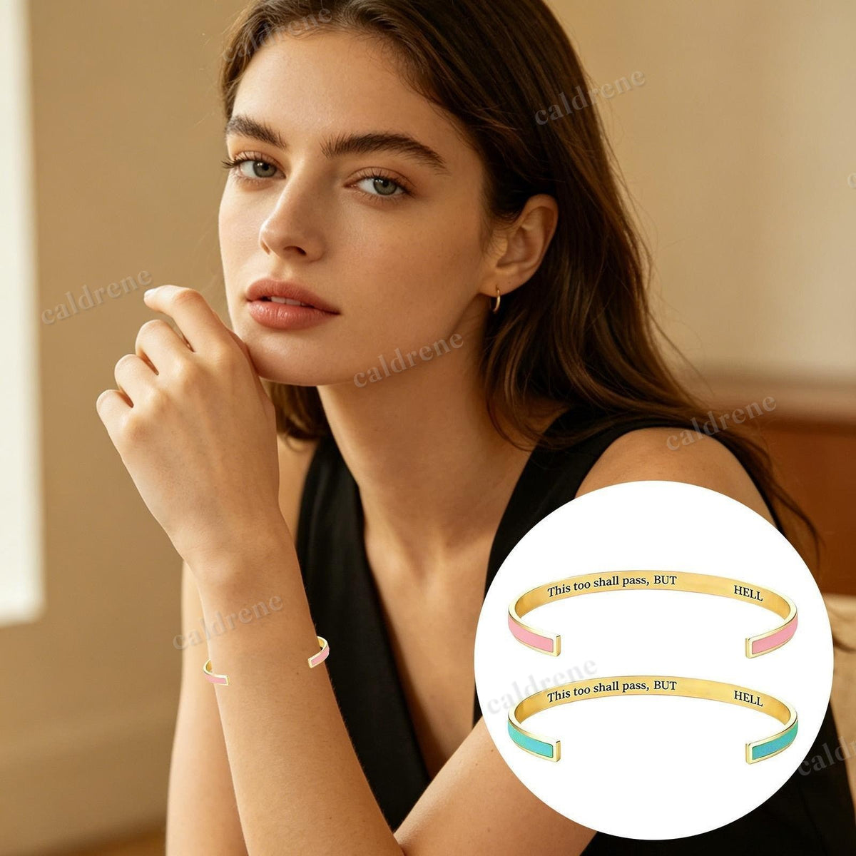 This Too Shall Pass Engraved Cuff Bracelet Stainless Steel Inspirational Secret – view 6