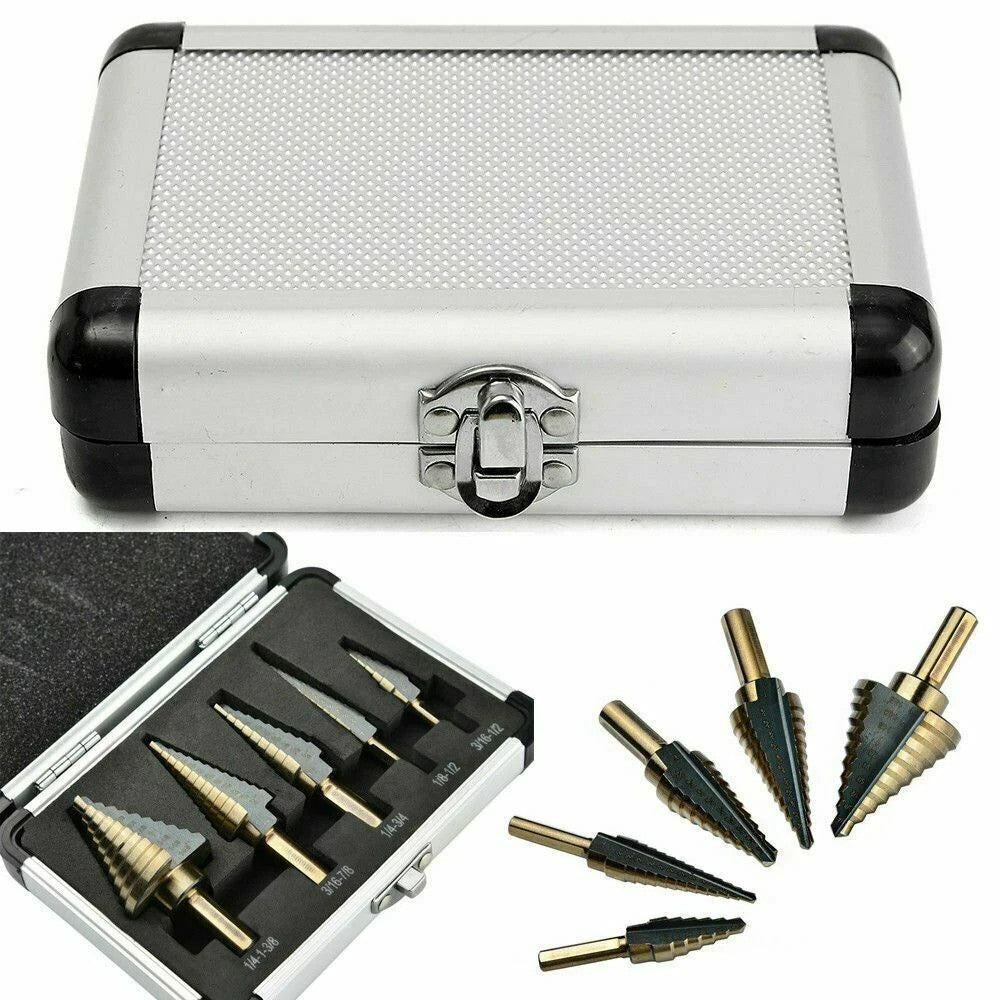 Titanium Step Drill Bit Set 6 Piece with Center Punch