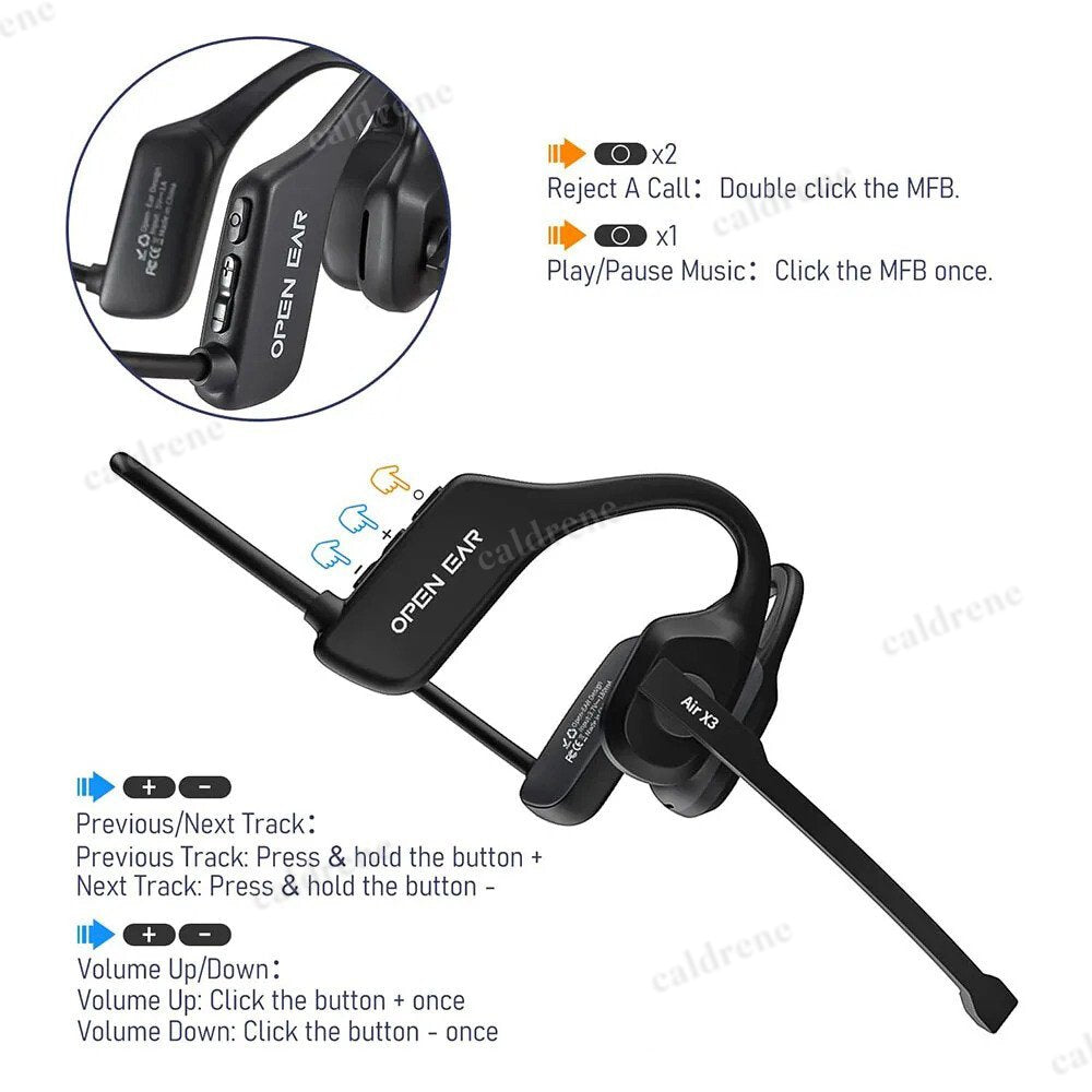 Trucker Bluetooth 5.3 Open Ear Wireless Headset with Dual Noise Cancelling Mic – view 7
