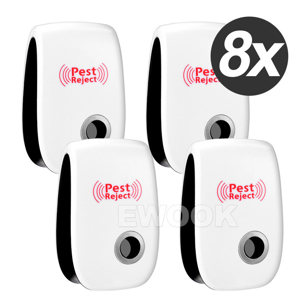Ultrasonic Pest Repeller for Mice, Rats, and Mosquitos – 8 Pcs
