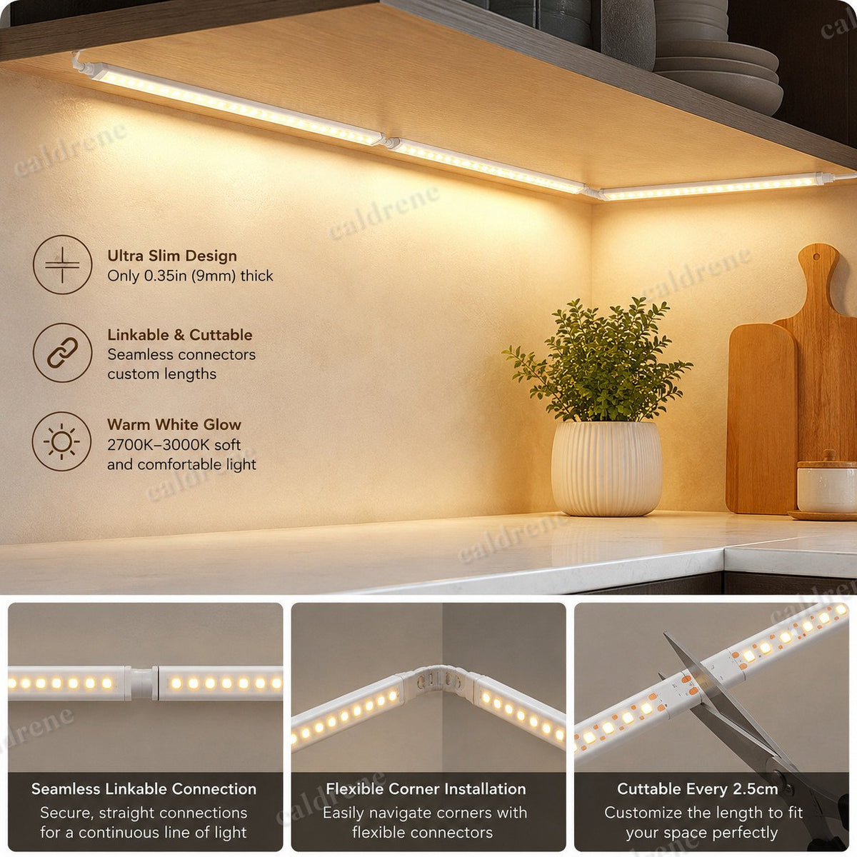 Under Cabinet LED Light Bar Kit with Remote, 6 Pieces – view 4