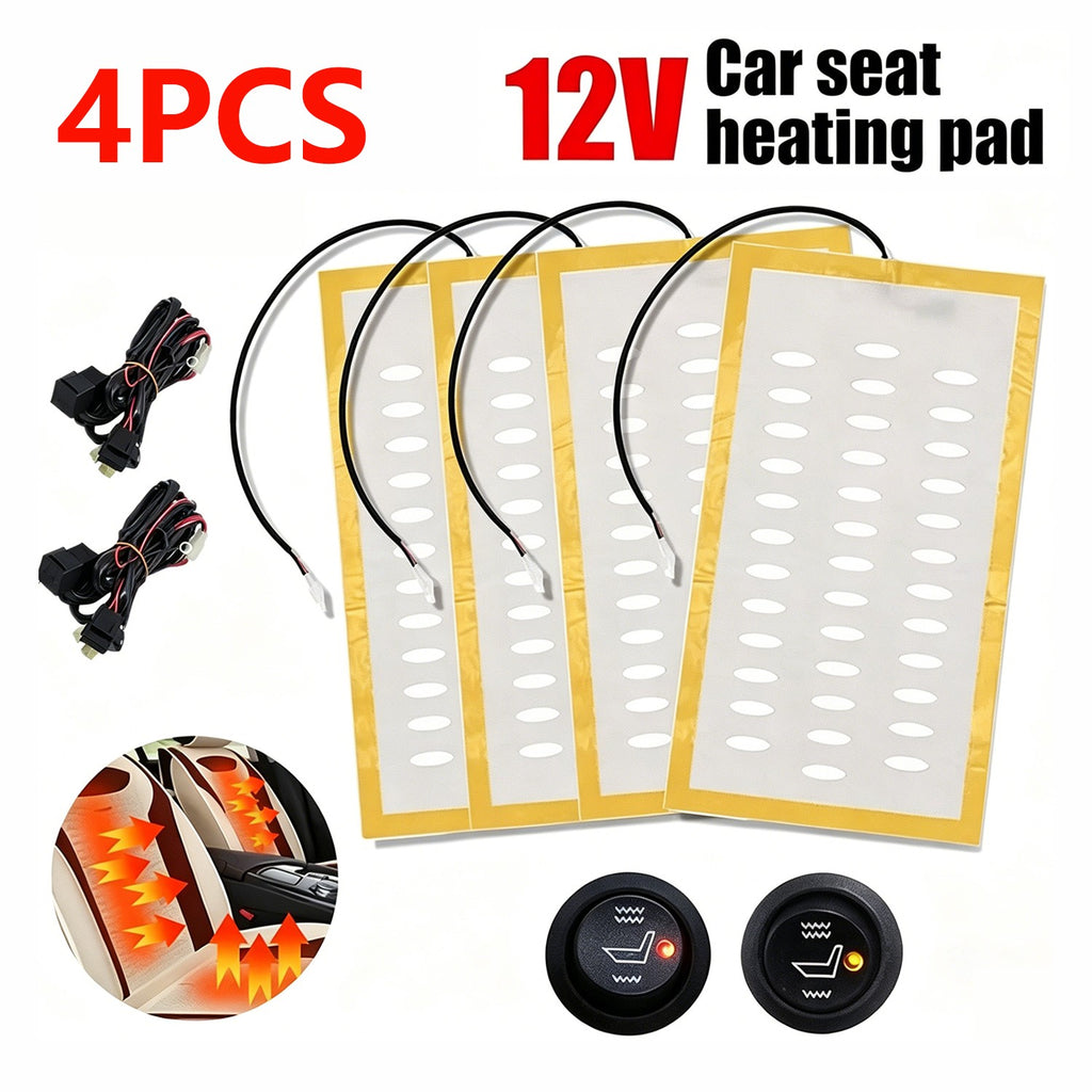 Universal 12V Carbon Fiber Heated Seat Heater Kit, 2 Seats