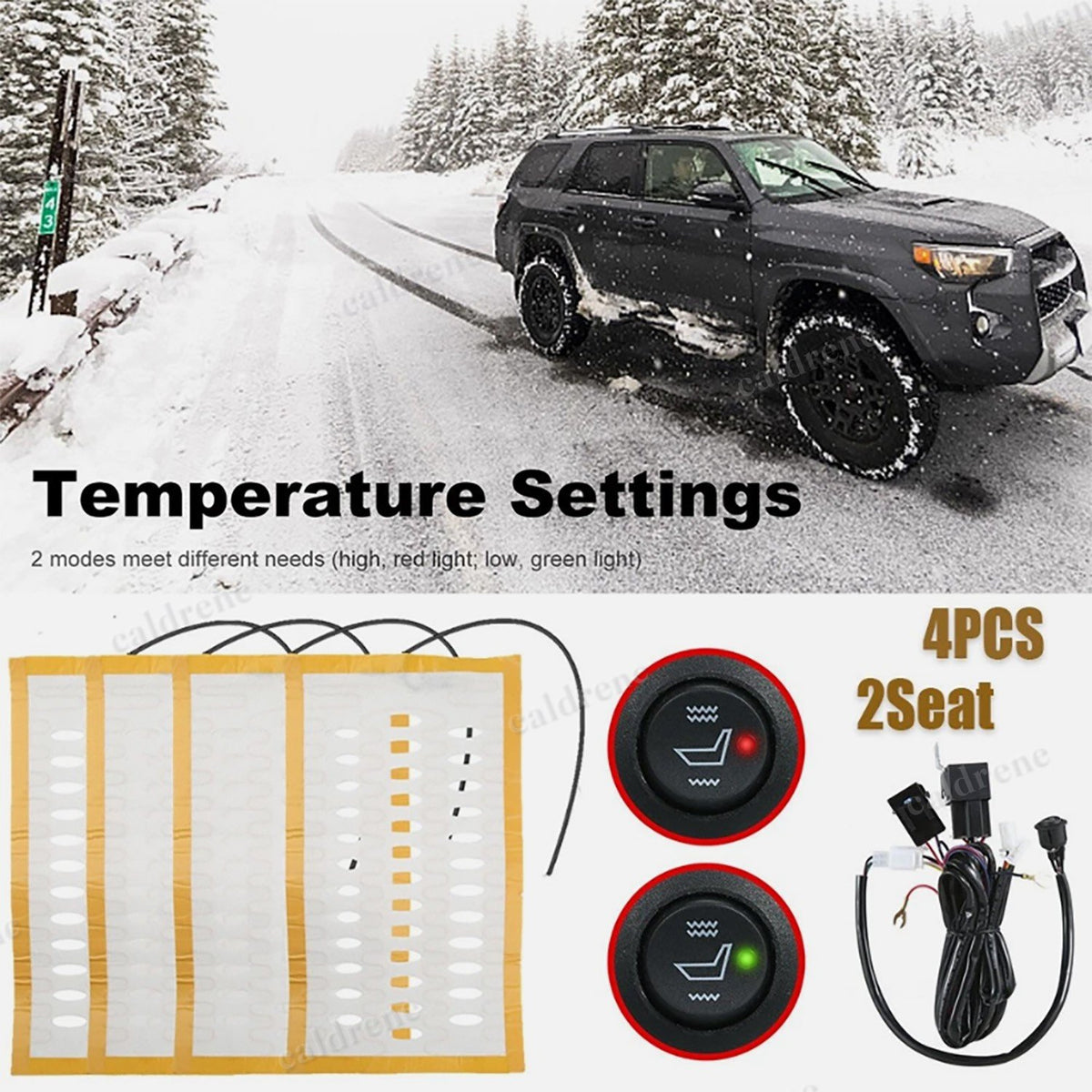 Universal 12V Carbon Fiber Heated Seat Heater Kit, 2 Seats – view 4