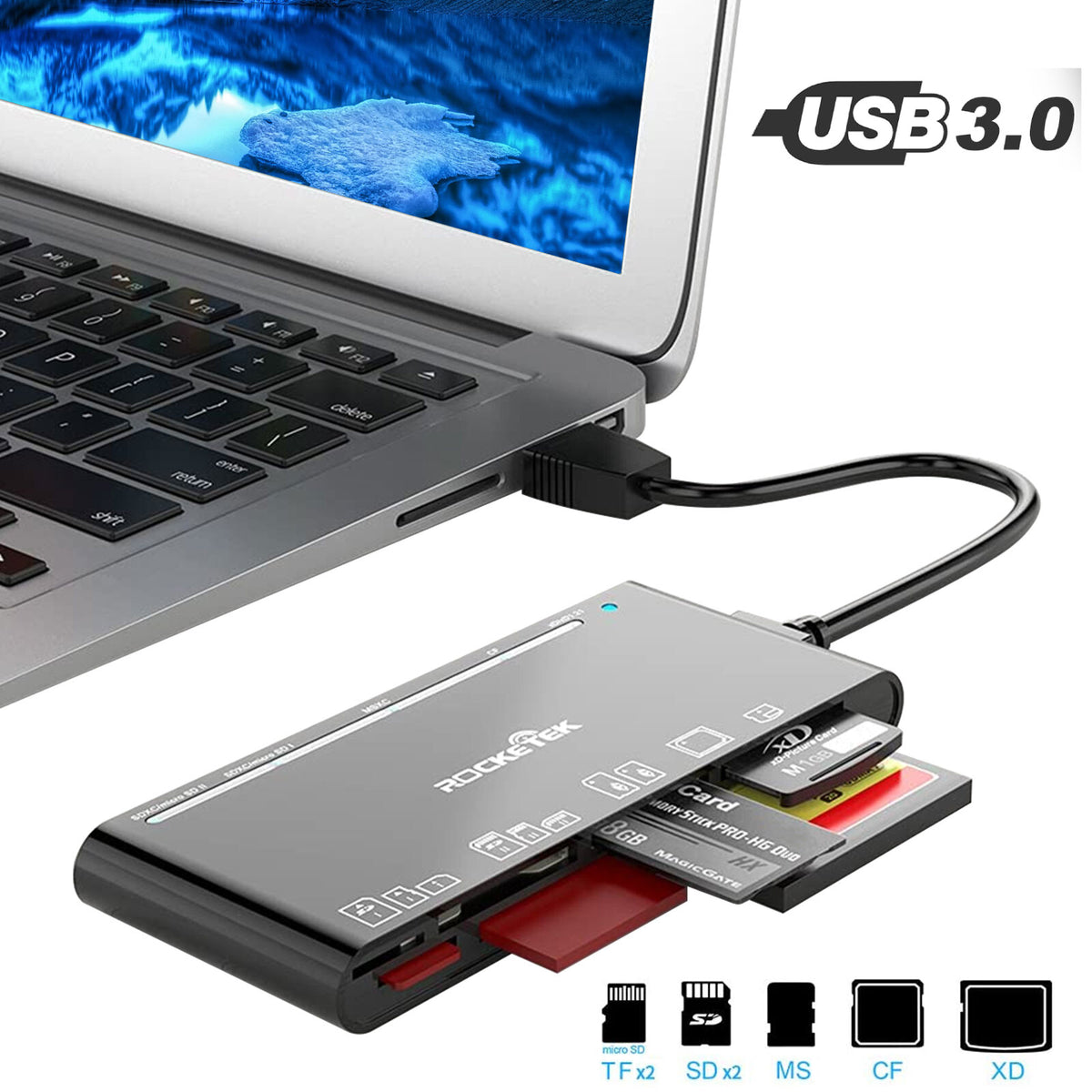 USB 3.0 7-in-1 Memory Card Reader