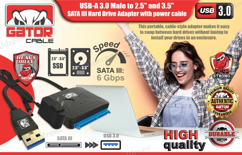 USB 3.0 to SATA Hard Drive Adapter for 2.5 and 3.5 HDD SSD with Power – view 6
