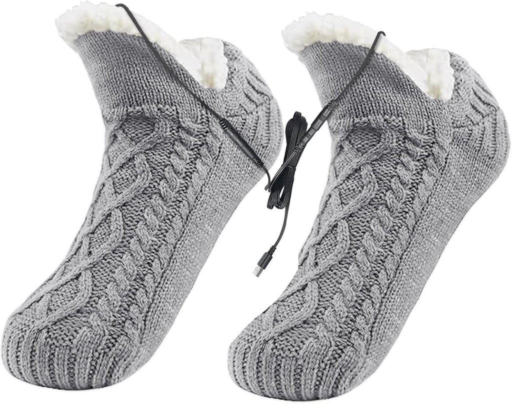USB Electric Heated Fleece Socks Slippers