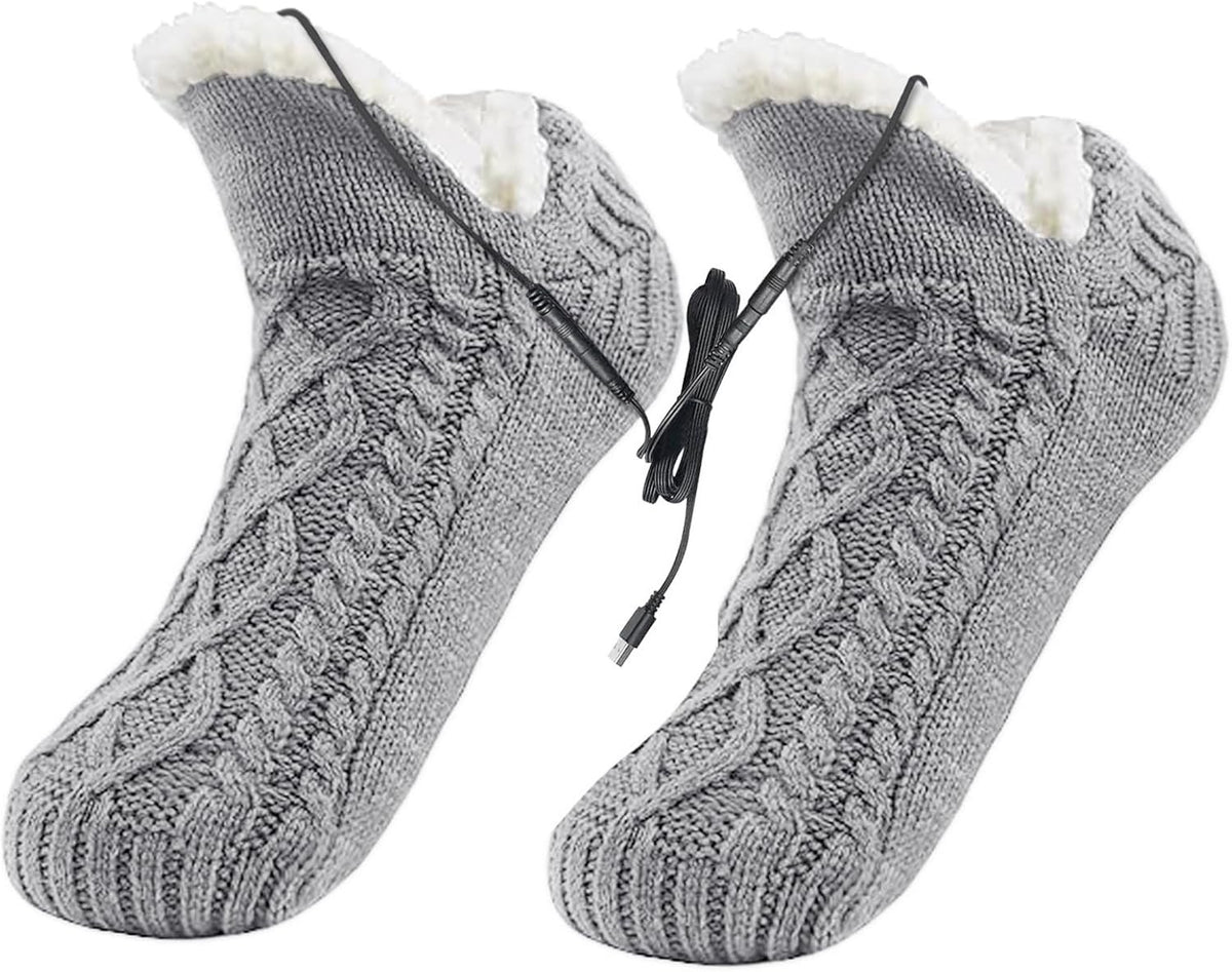 USB Electric Heated Fleece Socks Slippers