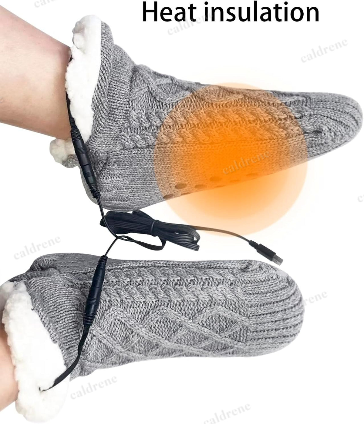 USB Electric Heated Fleece Socks Slippers – view 5