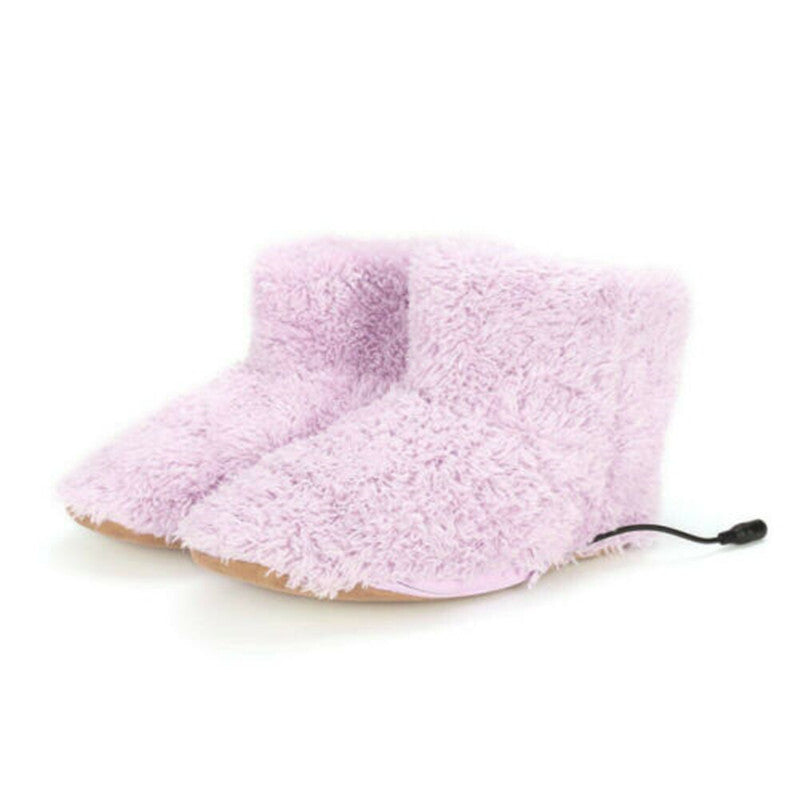 USB Heated Plush Snow Boots for Winter Comfort – Pink