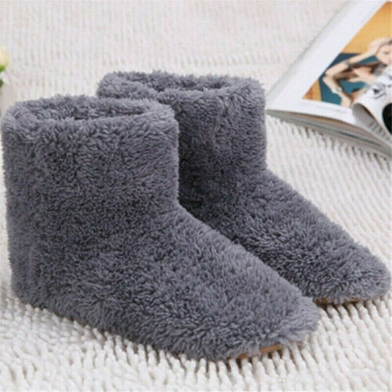 USB Heated Plush Snow Boots for Winter Comfort – Grey