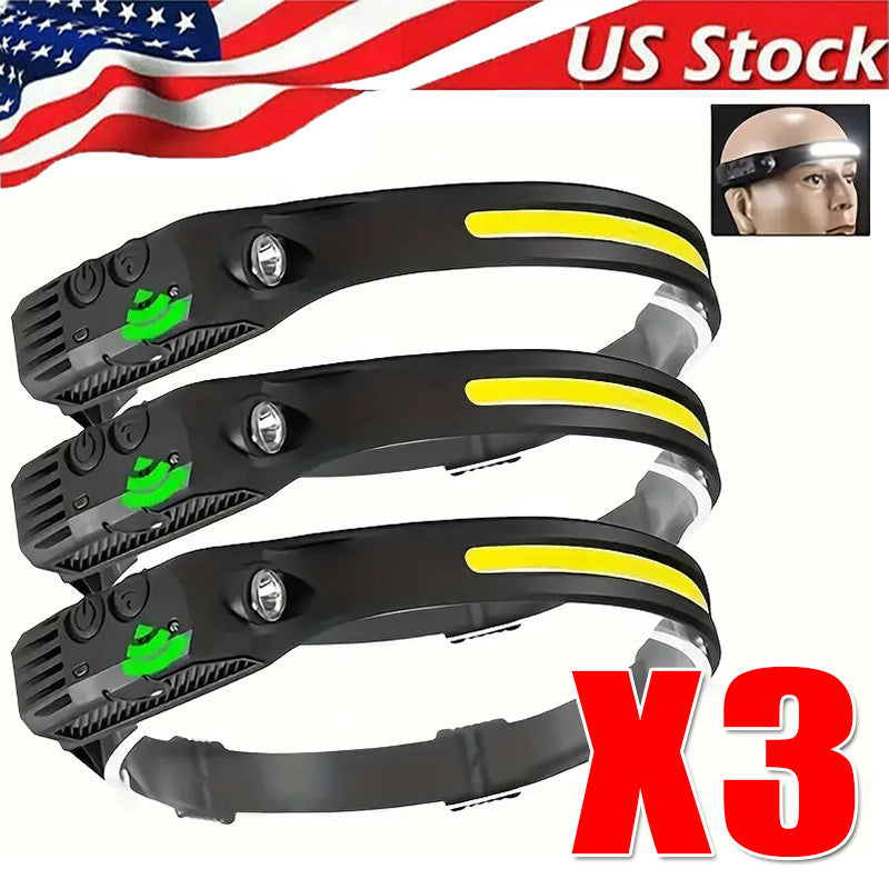 USB Rechargeable COB LED Headlamp with Wide Beam