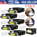USB Rechargeable Waterproof LED Headlamp, 5 Pack