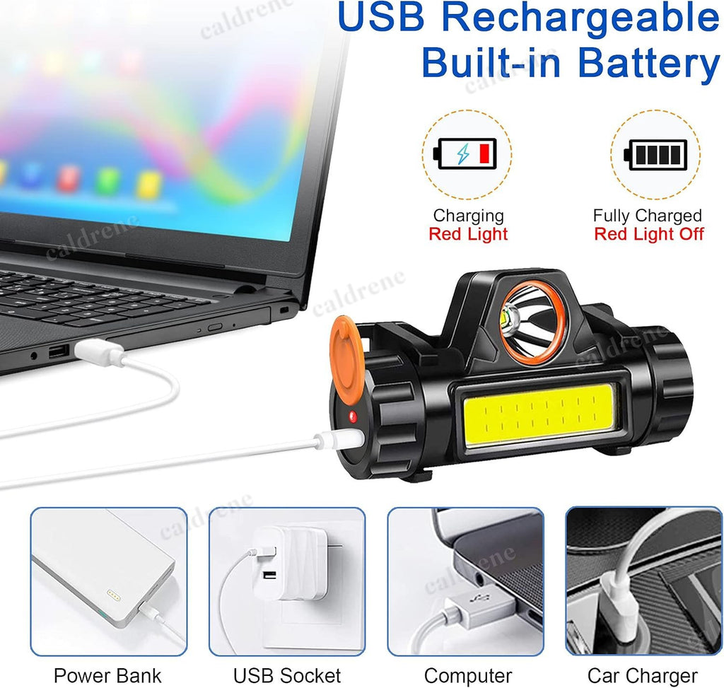 USB Rechargeable Waterproof LED Headlamp, 5 Pack – view 2