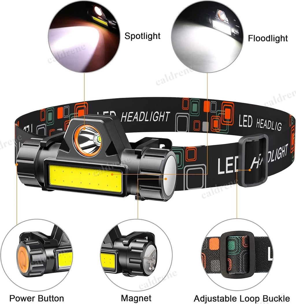 USB Rechargeable Waterproof LED Headlamp, 5 Pack – view 4