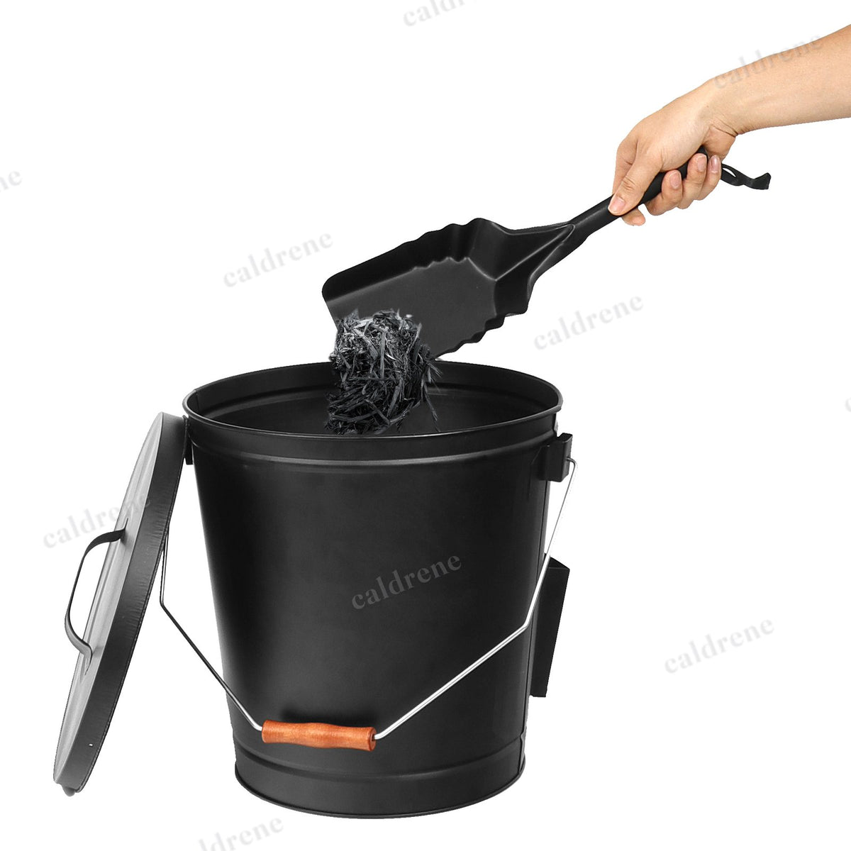 Vintage Ash Bucket with Lid and Shovel – view 9