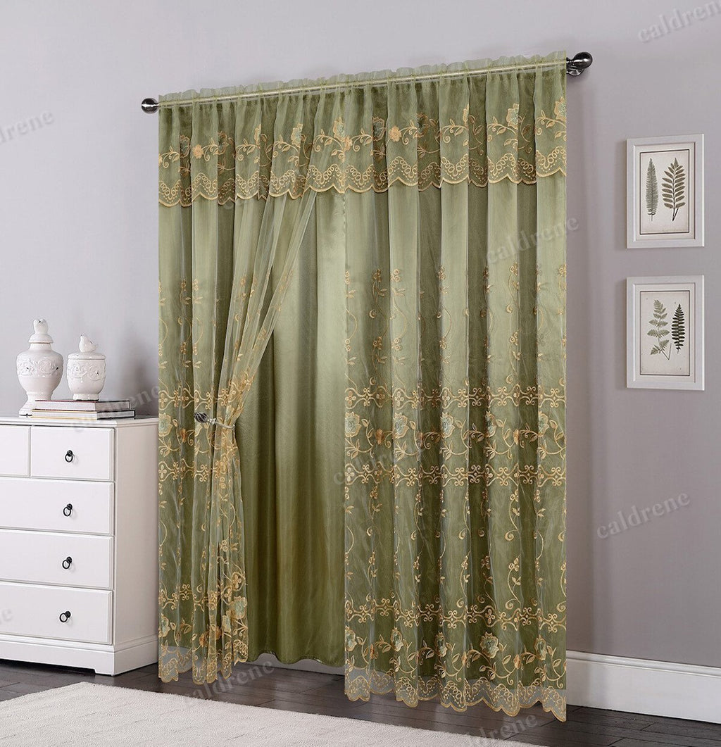 Voile Sheer Curtain Panels with Valance, Set of 2 – view 2