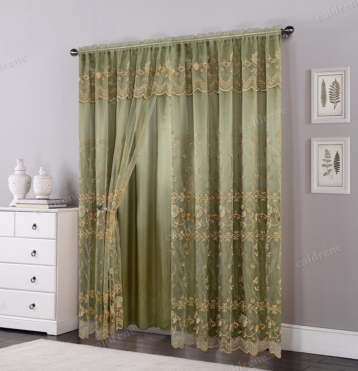 Voile Sheer Curtain Panels with Valance, Set of 2 – view 2