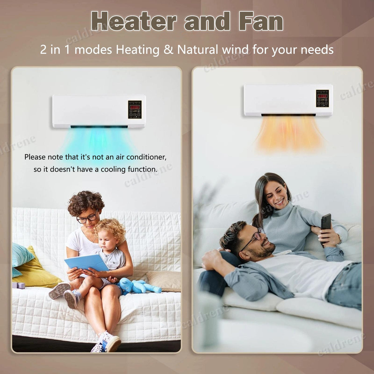 Wall Mounted Electric Space Heater 2 in 1 with Remote Timer – view 5