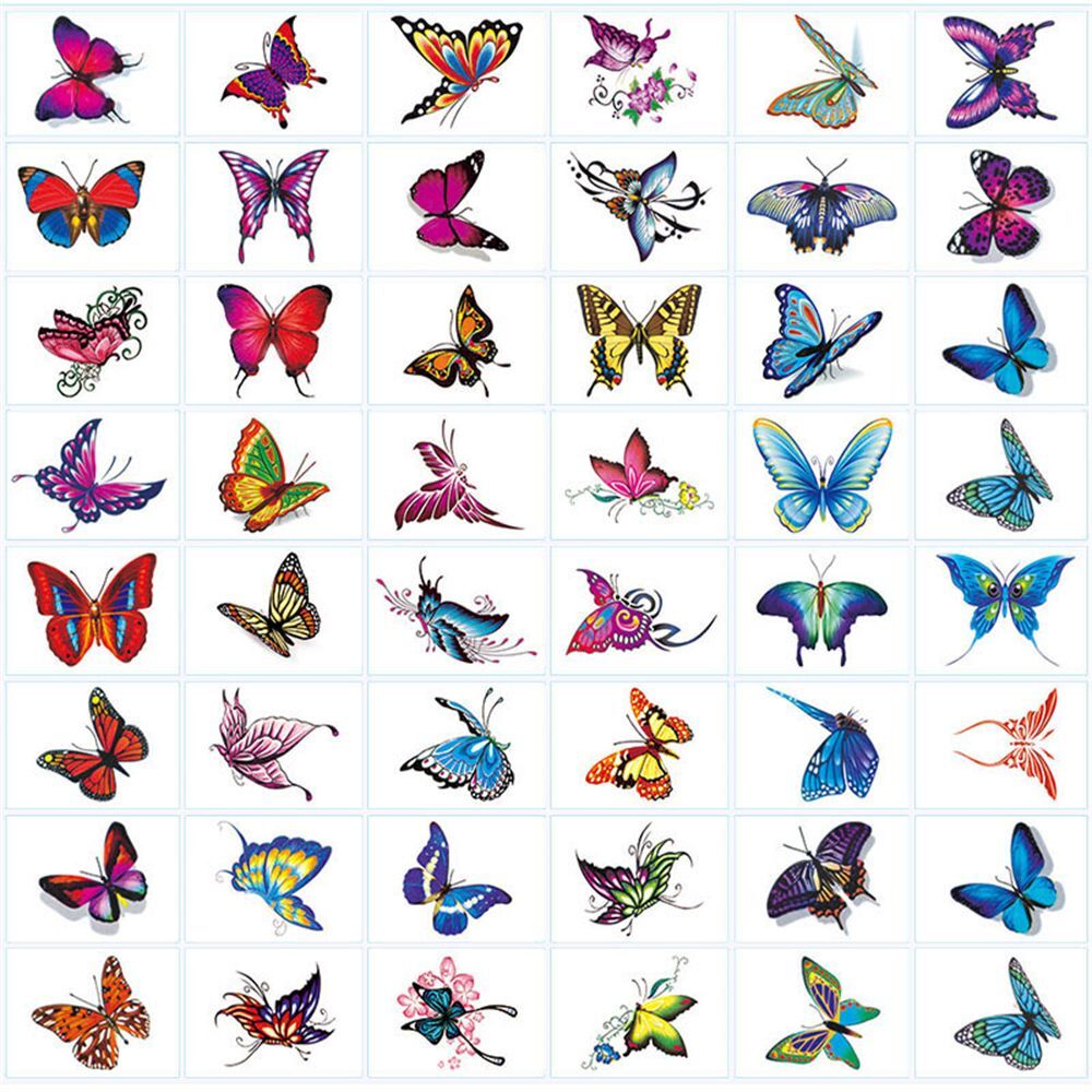 Waterproof Flower & Butterfly Temporary Tattoo Stickers – 50pcs butterfly