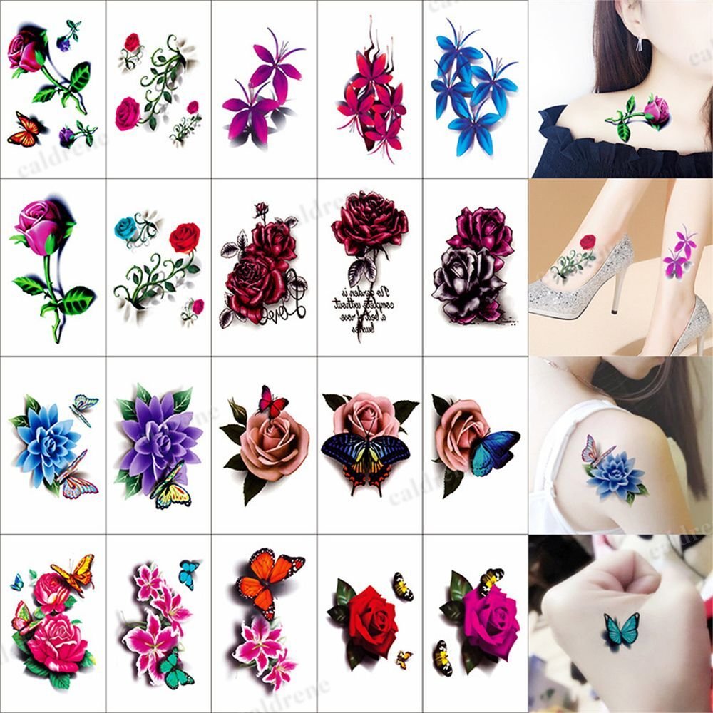 Waterproof Flower & Butterfly Temporary Tattoo Stickers – view 6