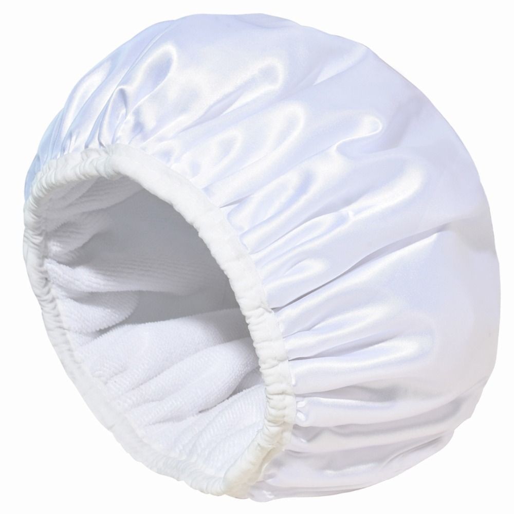 Waterproof Terry Cloth Shower Cap for Long Hair – white