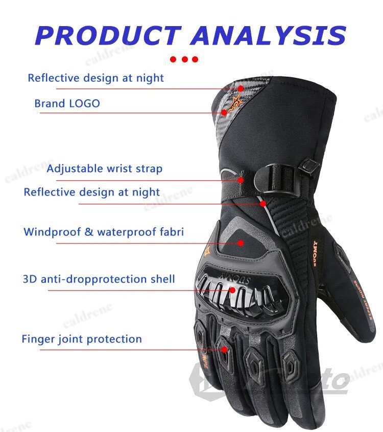 Waterproof Touchscreen Winter Motorcycle Riding Gloves – view 7