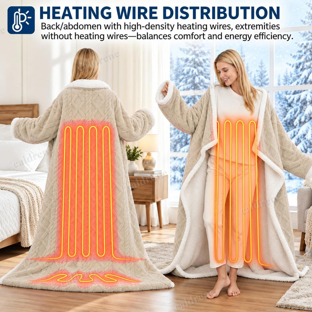 Wearable Heated Blanket with Sleeves and Foot Pocket, 10 Heat Levels – view 7