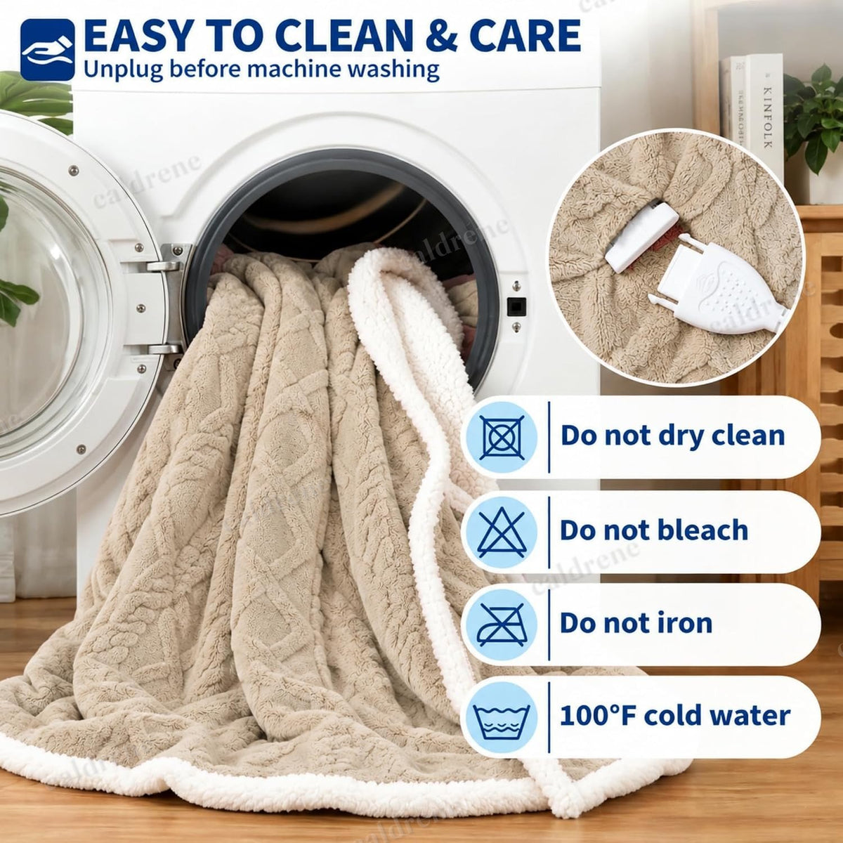 Wearable Heated Blanket with Sleeves and Foot Pocket, 10 Heat Levels – view 8