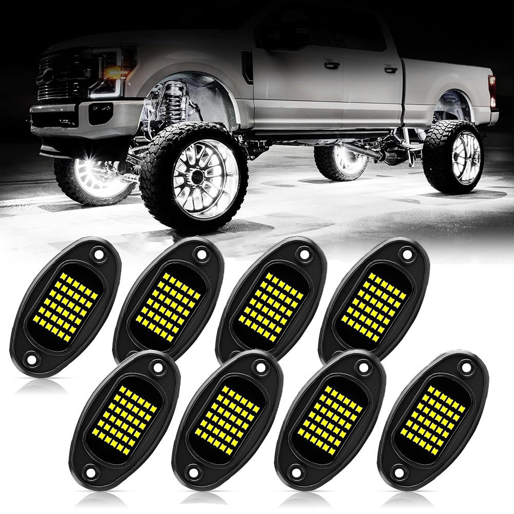 White LED Rock Lights Underbody Glow Kit, 8 Pack