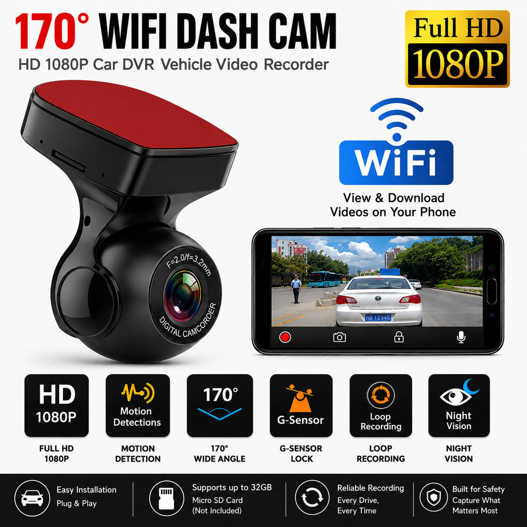 WiFi 1080P Dash Cam with G-Sensor