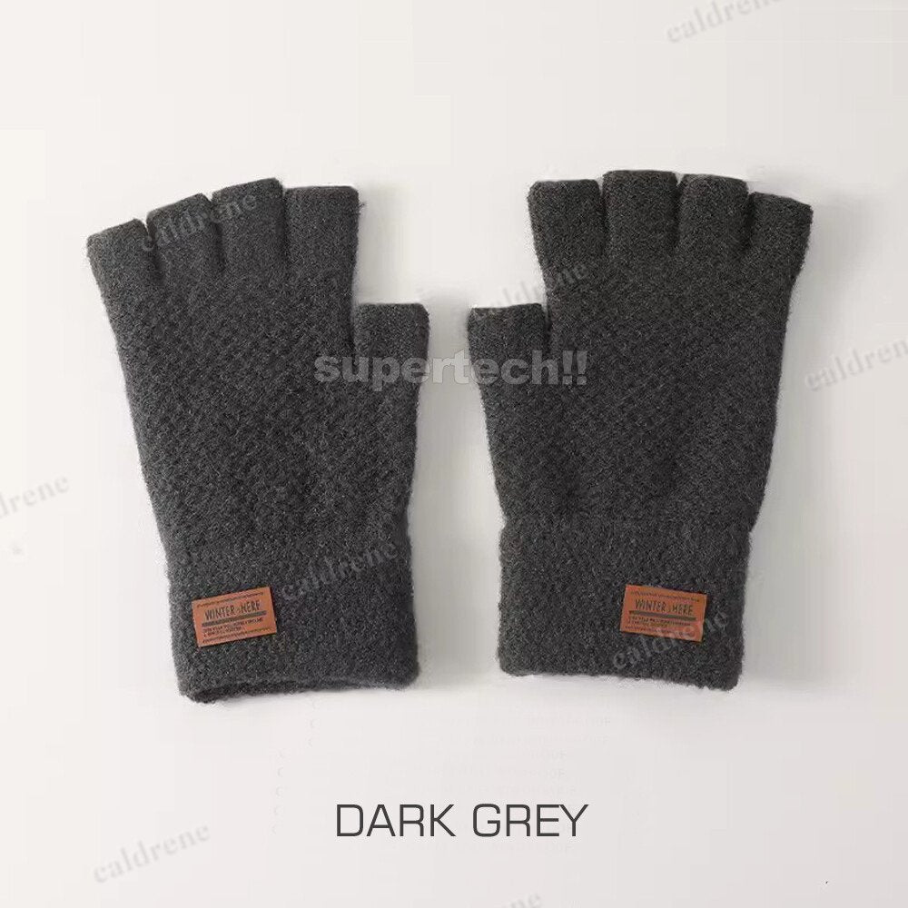 Winter Alpaca Wool Fingerless Gloves for Men – view 2