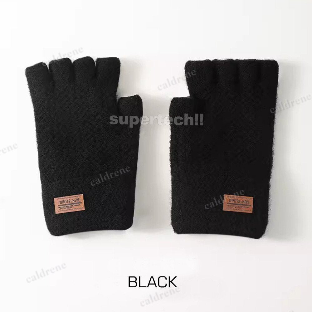 Winter Alpaca Wool Fingerless Gloves for Men – view 3