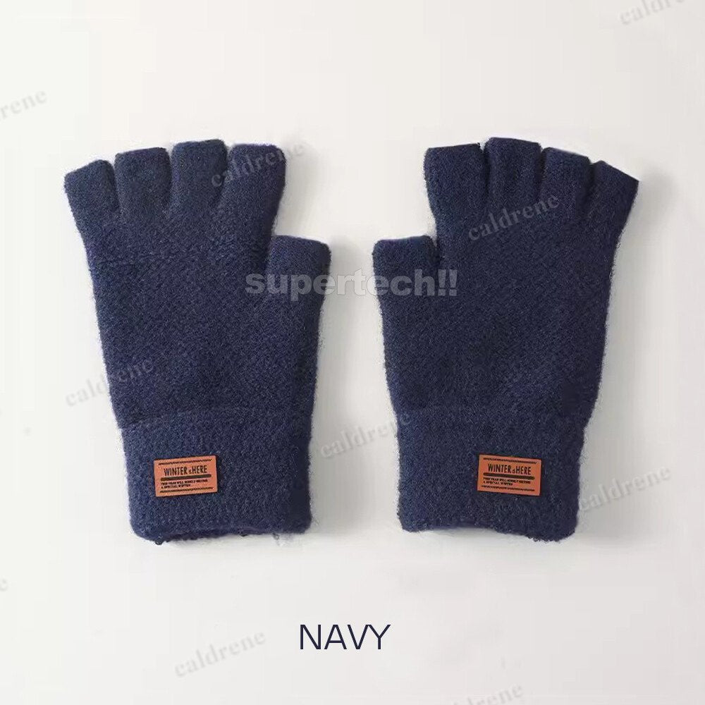 Winter Alpaca Wool Fingerless Gloves for Men – view 4