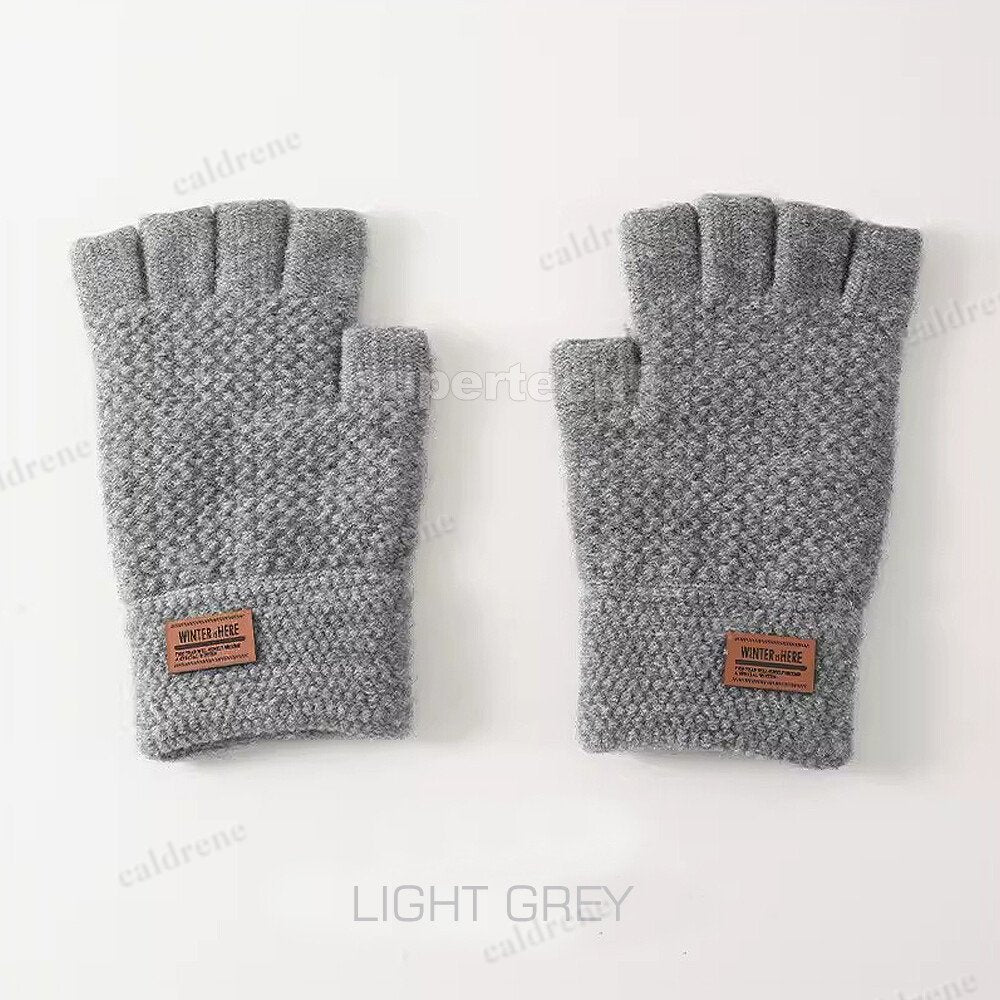 Winter Alpaca Wool Fingerless Gloves for Men – view 5