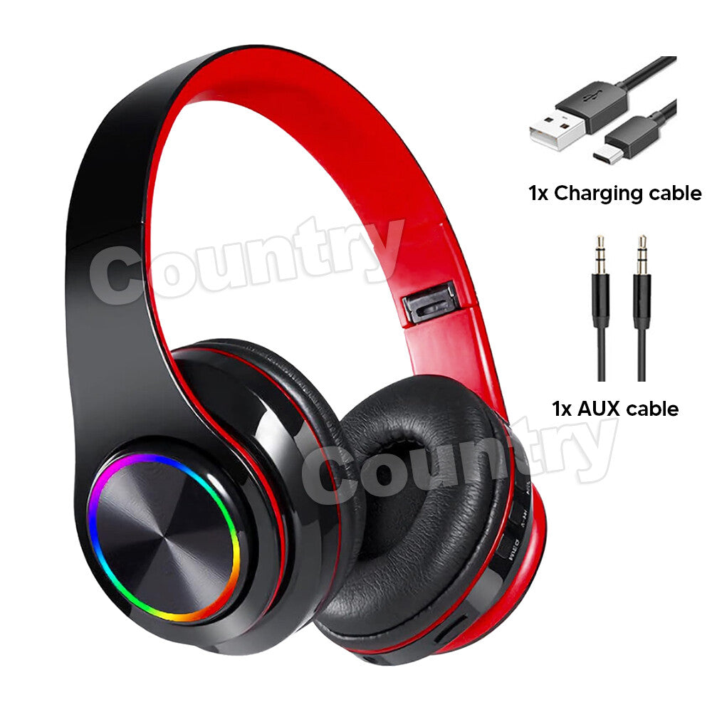 Wireless Bluetooth Noise Cancelling Over-Ear Headphones – Red