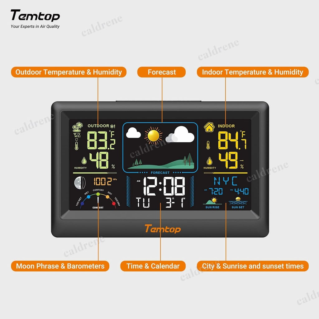 Wireless Indoor Outdoor Weather Station Clock with Calendar – view 3